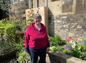 DHI peer Jane who runs the Beehive's Gardening Club - one of many activities available at The Beehive
