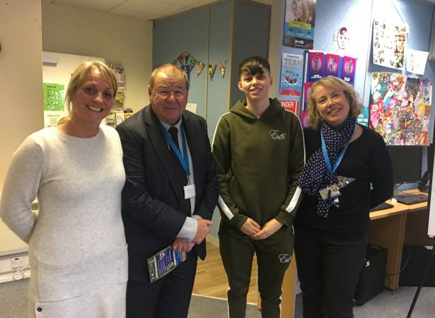 (l-r) Liz Bryan, Cllr Paul May, Charlie, Cllr Alison Millar